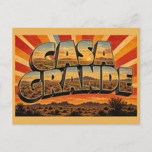 Carte Postale Casa Grande Arizona Désert Plaine Montagne Art