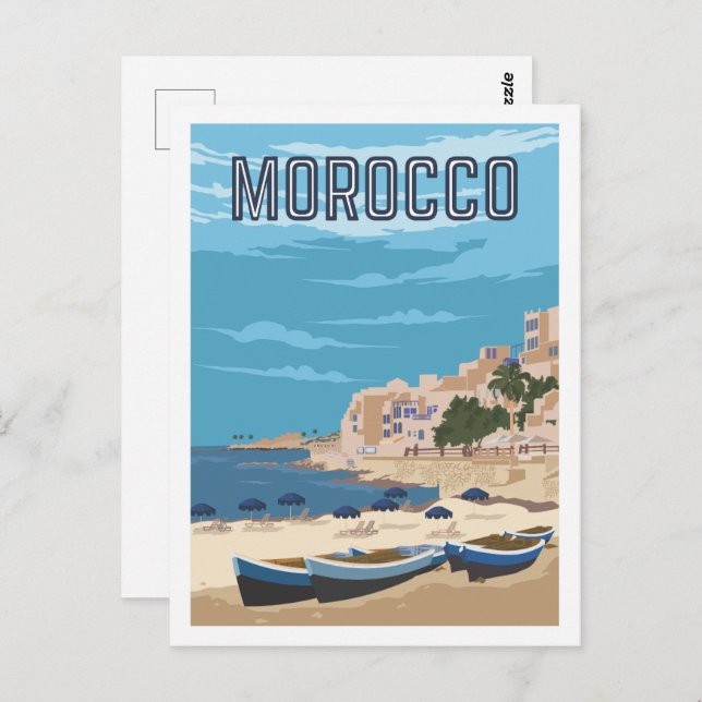 Carte Postale Casablanca Maroc Lieu de voyage Illustration (Devant / Derrière)