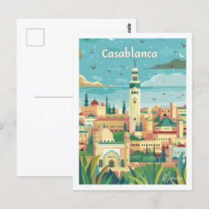 Carte Postale Casablanca Maroc Vintage Lieu de voyage célèbre