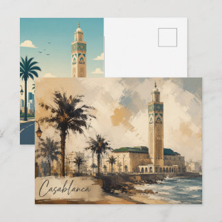 Carte Postale Casablanca Morocco Vector-Hassan 2 mosque
