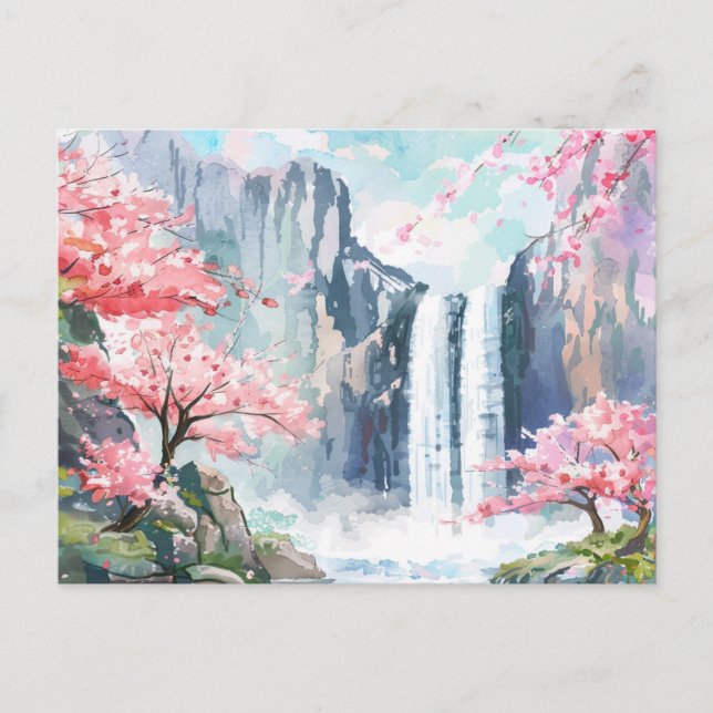 Carte Postale Cascade au printemps (Devant)