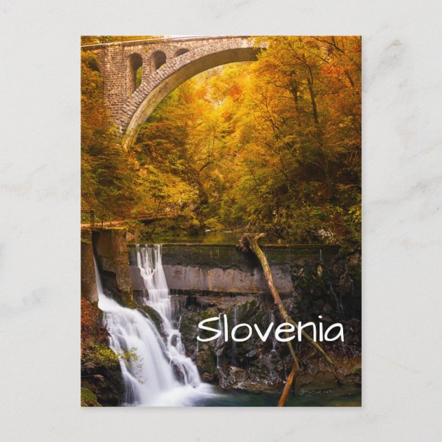 Carte Postale Cascade dans le canyon de la Gorge Vintgar en auto (Devant)