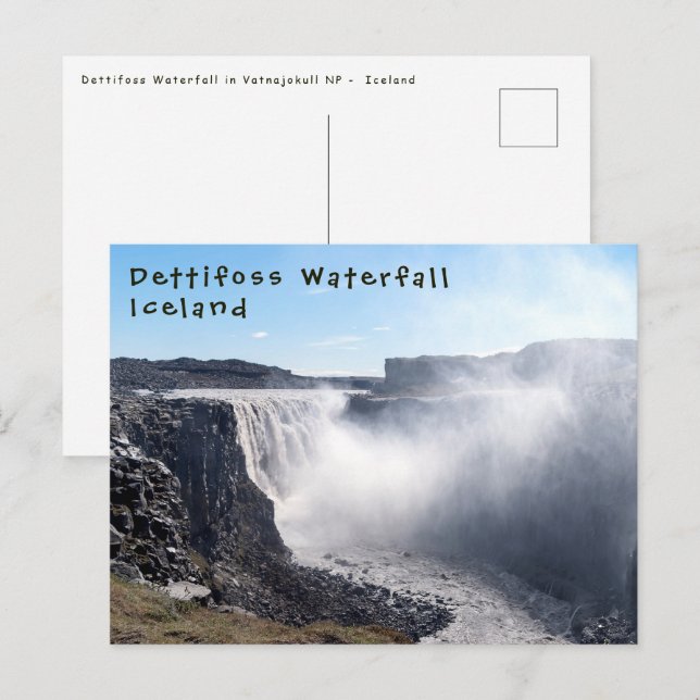 Carte Postale Cascade de Dettifoss dans le parc national de Vatn (Devant / Derrière)