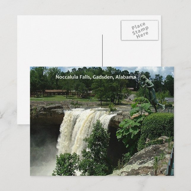 Carte Postale Cascade de Noccalula, Gadsden, Alabama (Devant / Derrière)