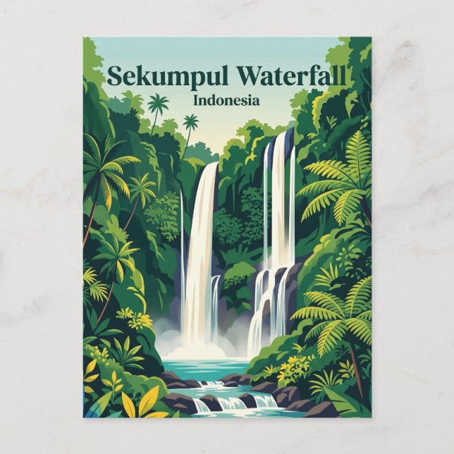 Carte Postale Cascade de Sekumpul Indonésie (Devant)