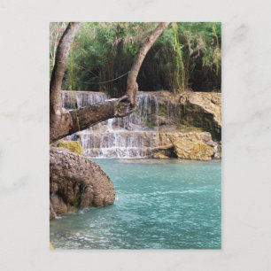 Carte Postale Cascade forestière et lagune, Chutes de Khoung Si,