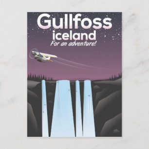 Carte Postale Cascade Gullfoss affiche de voyage en Islande