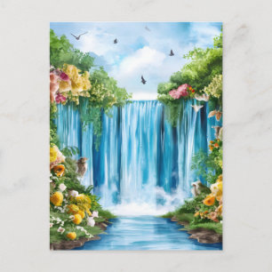 Carte Postale Cascade peinte à l'aquarelle