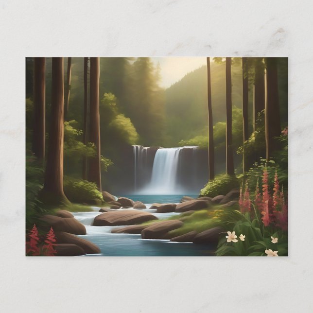 Carte Postale Cascade Tranquille Une Retraite Paisible (Devant)