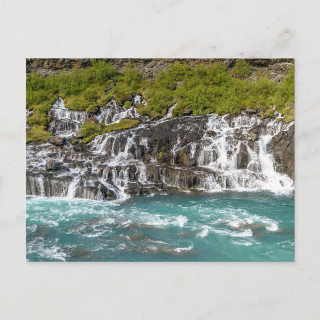 Carte Postale Cascades de Hraunfossar - Ouest de l'Islande (Devant)