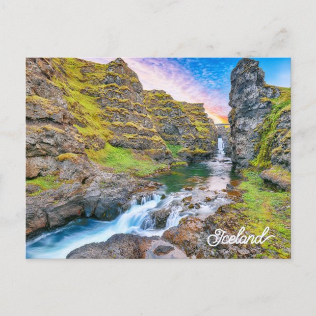 Carte Postale Cascades de Kolufossar, Islande (Devant)