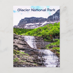 Carte Postale Cascades d'eau de fonte glaciaire se précipitent d