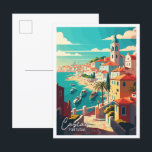 Carte Postale Cascais Portugal Art illustration de voyage vintag<br><div class="desc">Cascais Portugal Art lieu de voyage vintage illustration</div>