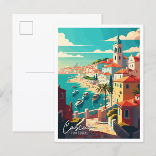 Carte Postale Cascais Portugal Art illustration de voyage vintag
