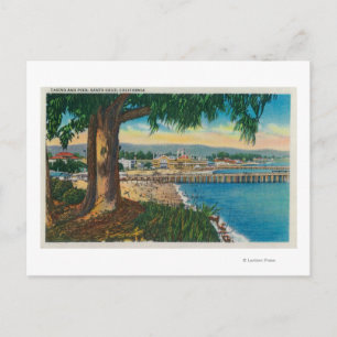 Carte Postale Casino et jetée, Père Noël CruzSanta Cruz, CA