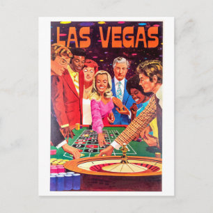 Carte Postale Casino, Las Vegas, les gens jouent à la roulette