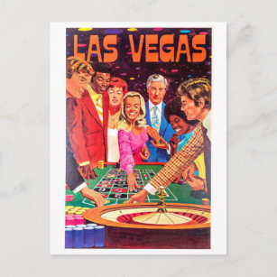 Carte Postale Casino, Las Vegas, les gens jouent à la roulette