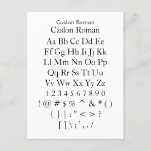 Carte Postale Caslon Roman - Feuille d'échantillonnage de police