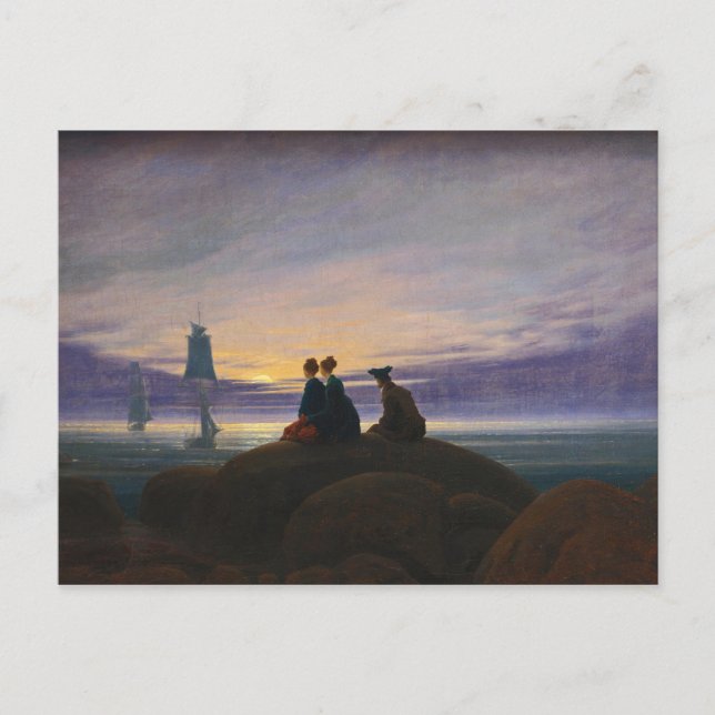 Carte Postale Caspar David Friedrich - Lever de lune au-dessus d (Devant)