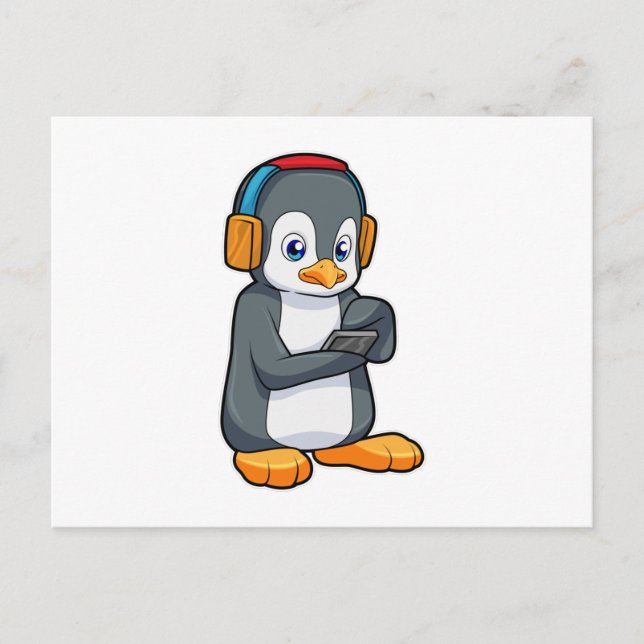 Carte Postale Casque audio Penguin Music (Devant)