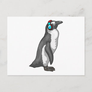 Carte Postale Casque audio Penguin Music