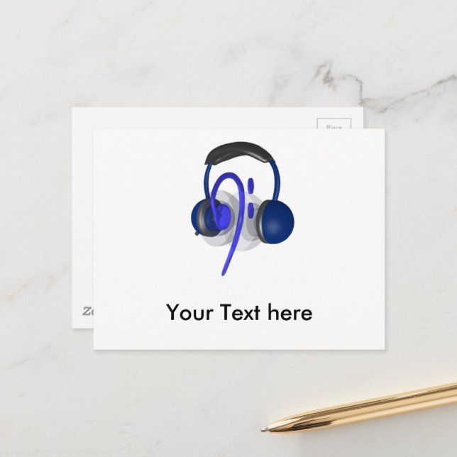 Carte Postale Casque Bleu Jouant Quelques Basse Classique (Devant/Arrière en situation)