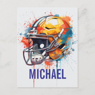 Carte Postale Casque de football de motivation inspirante nom