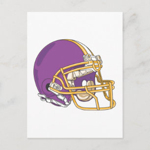 Carte Postale Casque de football en or violet