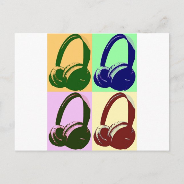 Carte Postale Casques de quatre couleurs Pop Art (Devant)
