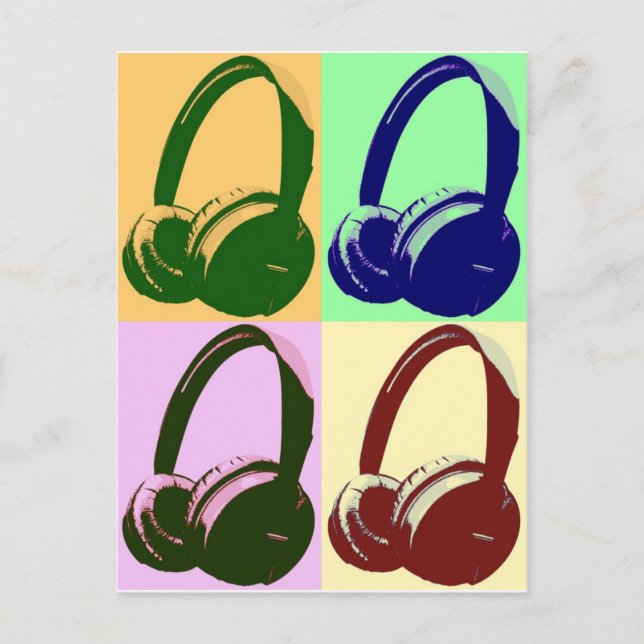 Carte Postale Casques de quatre couleurs Pop Art (Devant)