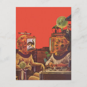 Carte Postale Casques vintages de science-fiction, Aliens de pun