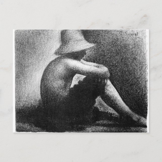 Carte Postale Casquette assis en paille par Georges Seurat (Devant)