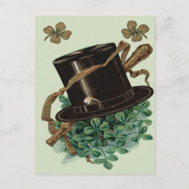 Carte Postale Casquette Clay Shamrock Four Leaf Clover Shillelag (Devant)