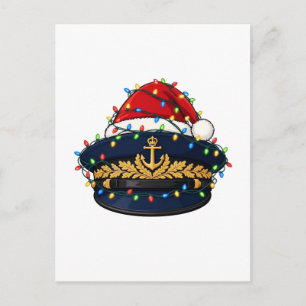 Carte Postale Casquette de capitaine Père Noël Lumières de Noël 