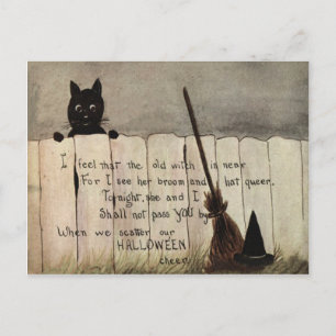 Carte Postale Casquette de chambre de la sorcière de chat noir
