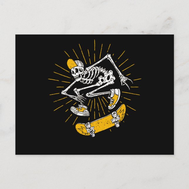 Carte Postale Casquette de squelette de skater rockeur Punk Hall (Devant)