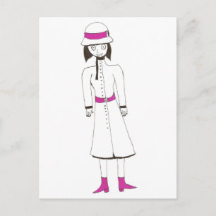 Carte Postale Casquette et manteau fille déplaisante