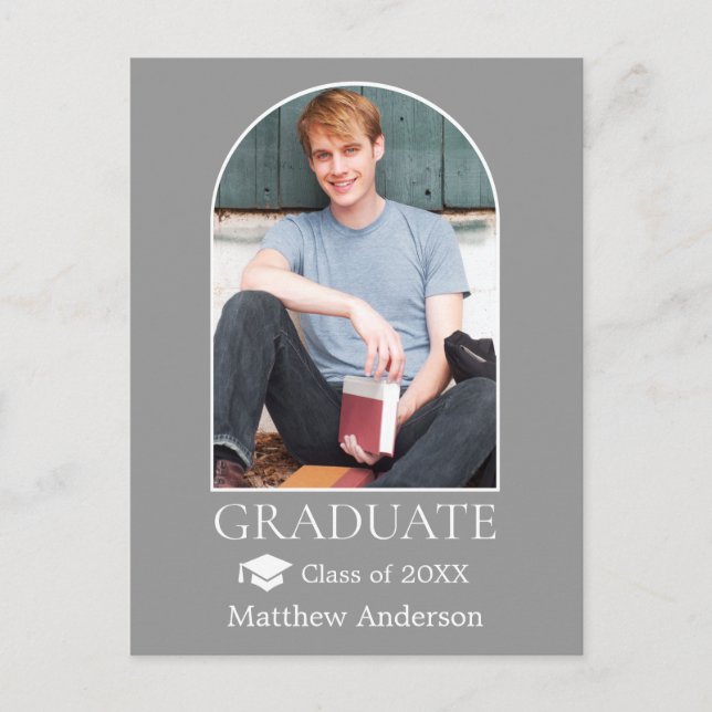 Carte Postale Casquette moderne Arch Grad Photo Grey Graduation (Devant)