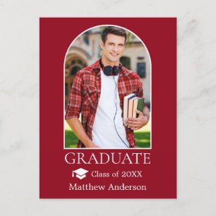 Carte Postale Casquette moderne Arch Grad Photo Red Graduation