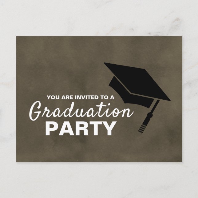 Carte Postale Casquette noir, Graduation Party invitation (Devant)