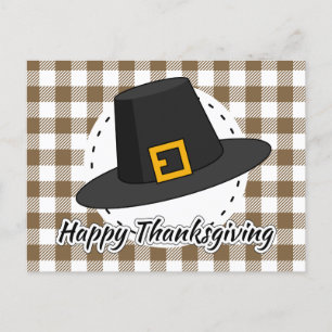 Carte Postale Casquette pèlerin noir sur plan Brown - Thanksgivi