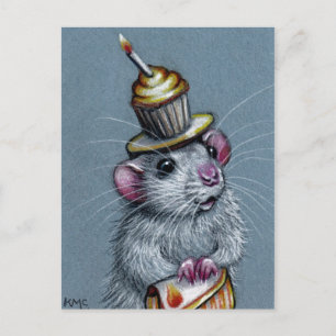 Carte postale Casquette Rat in Cupcake