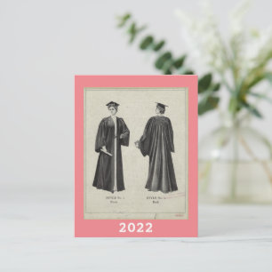 Carte Postale Casquette vintage diplômée + Gown 2022 rose