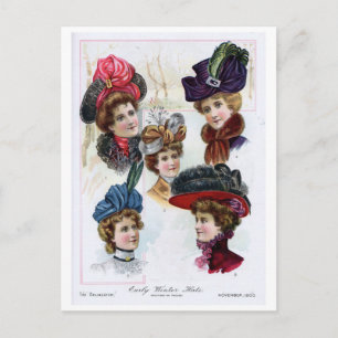 Carte Postale Casquettes d'hiver féminin vintage de 1900