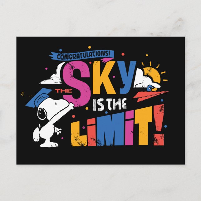 Carte Postale Casse-Noisette Snoopy Sky Is The Limit Graduation (Devant)
