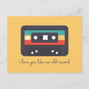 Carte Postale Cassette Amour Lignes Jaunes