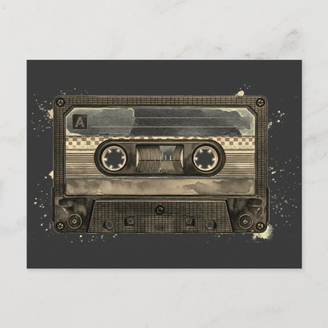 Carte Postale Cassette Compacte Ancienne Rétro Vintage (Devant)