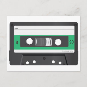 Carte Postale Cassette compacte label vert