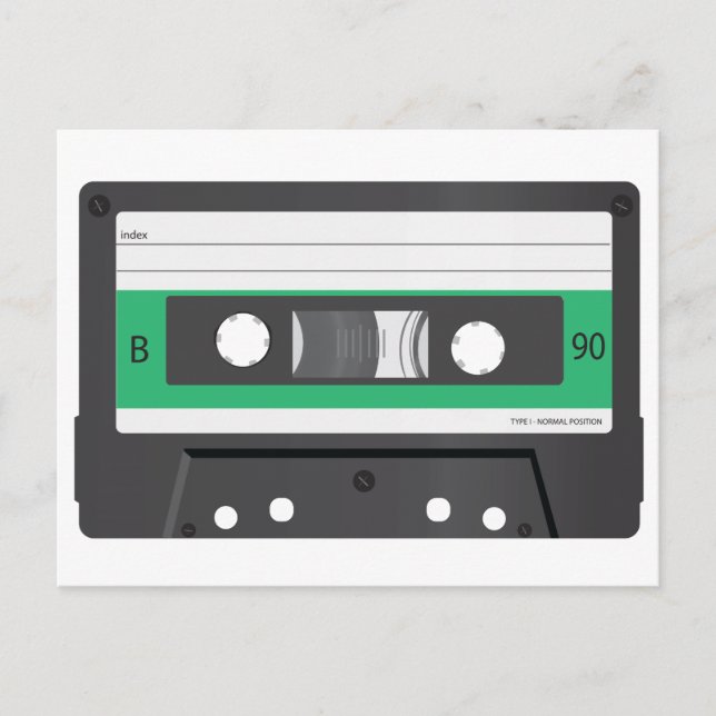 Carte Postale Cassette compacte label vert (Devant)