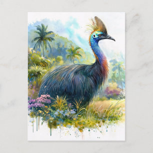 Carte Postale Cassowary Botanique Aquarelle Portrait